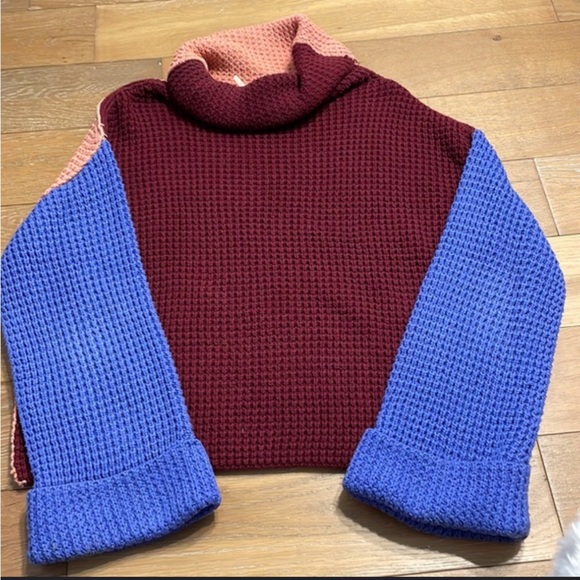 Free People Party City Oversize Chucky Knit Color Block Turtleneck knit sweater - Picture 3 of 3